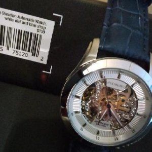 Palmero Caron Skeleton Automatic Watch - White Dial and Blue Strap